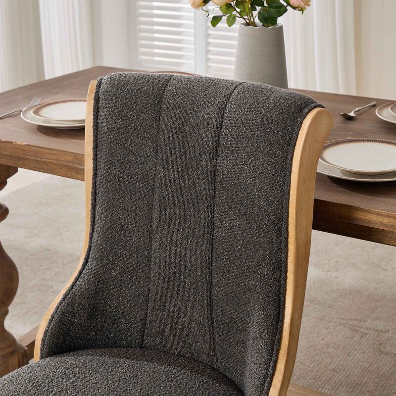 GOODSILO Mid-Century Modern Upholstered Dining Chairs with Curved Wood Trim and Sculpted Legs for Comfortable Seating in Sets of Two image number 9