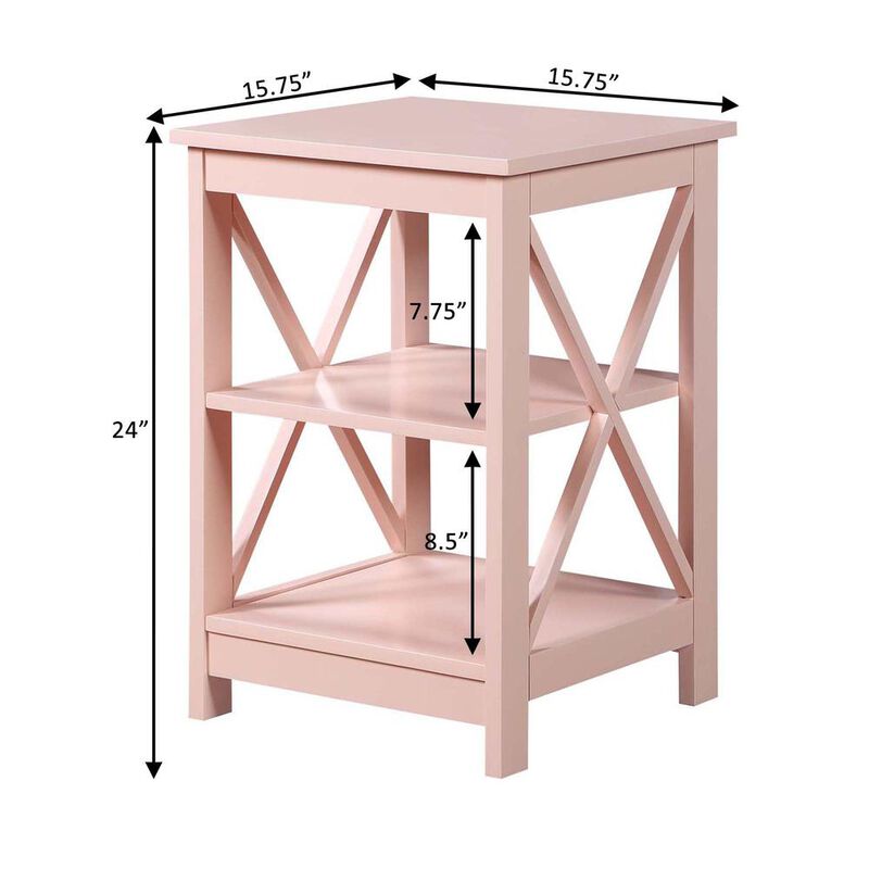 Convience Concept, Inc. Oxford End Table with Shelves Blush Pink