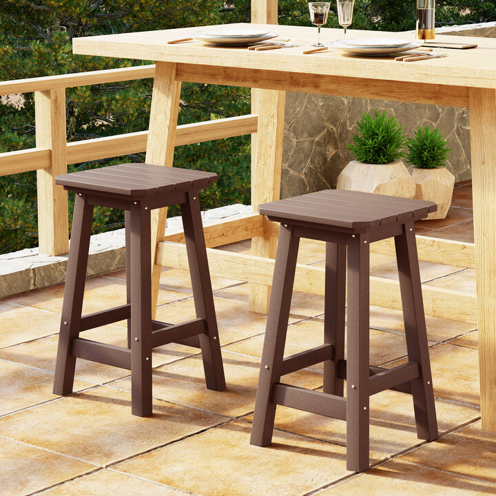 WestinTrends 24" HDPE Outdoor Patio Counter High Backless Square Bar Stools Set of Two