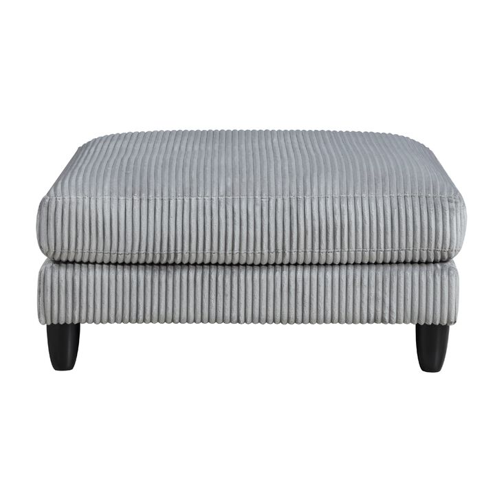Mear Modular Ottoman w Black Solid Wood Legs, Gray Corduroy 40 Inch
