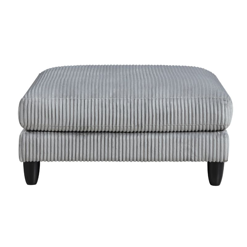 Mear Modular Ottoman w Black Solid Wood Legs, Gray Corduroy 40 Inch