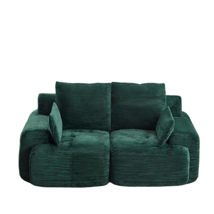 Whisen Large Memory Foam Compressed Loveseats with Corduroy Fabric