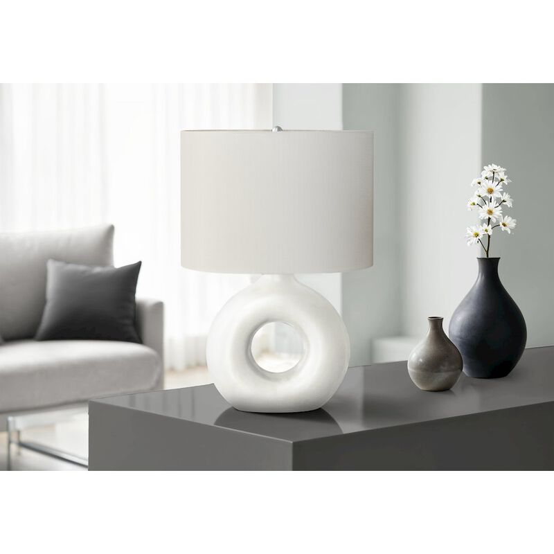 24"H, Table Lamp, White Ceramic, Ivory / Cream Shade, Contemporary, Modern