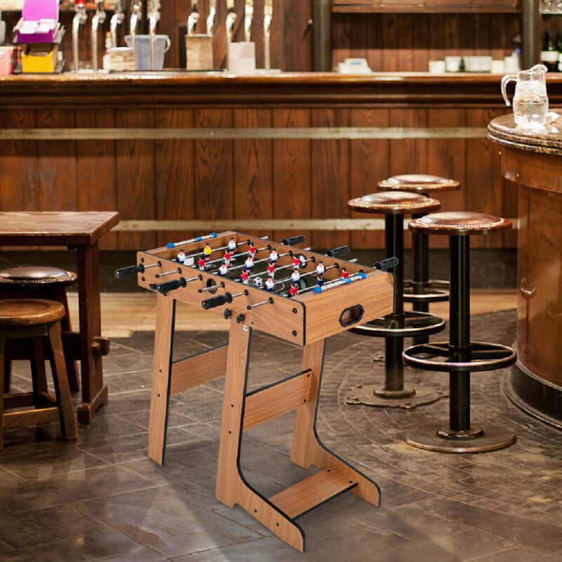 Portable Table Football Game with Sturdy Handles and 2 Included Footballs-Natural image number 1