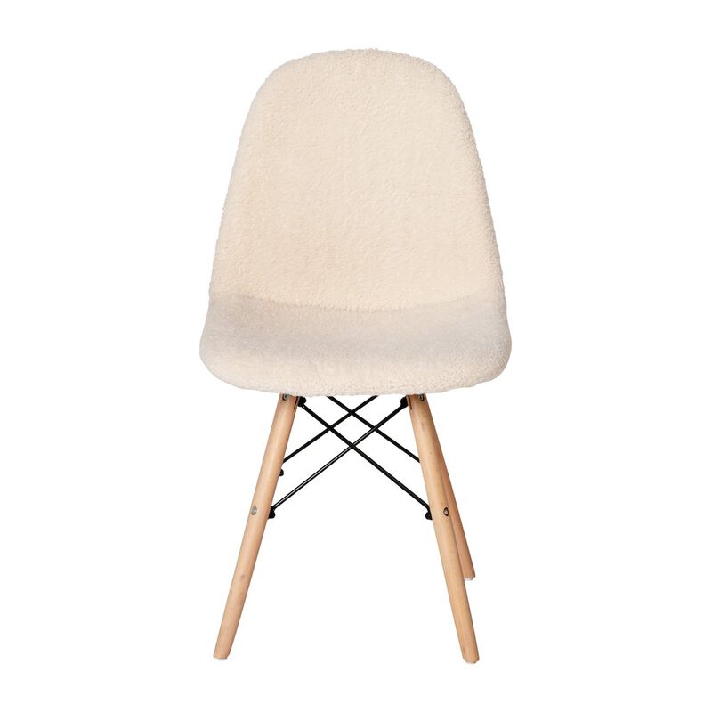 Flash Furniture Padded Armless Faux Shearling Accent Chair with Beechwood Legs in Off-White image number 4
