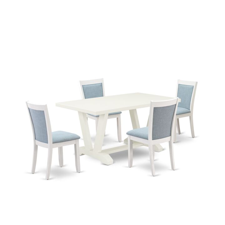 East West Furniture V026MZ015-5 5Pc Dining Room Set - Rectangular Table and 4 Parson Chairs - Multi-Color Color