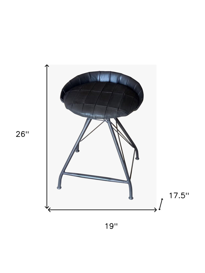 Hivvago 24 Inch Gray Leather and Iron Low Back Counter Height Swivel Bar Chair