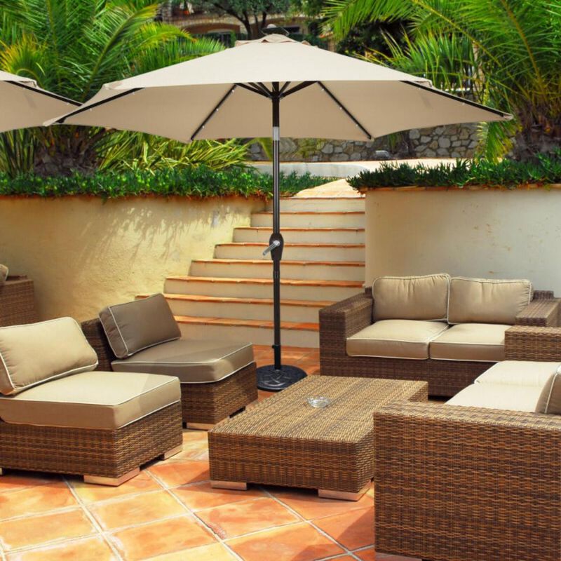 Hivvago Solar LED Lighted Patio Market Umbrella with Tilt Adjustment without Base