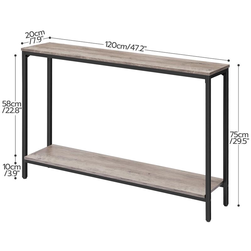 Entryway Console Table Narrow with Storage Shelf, Slim Hallway Sofa Table-Greige image number 2