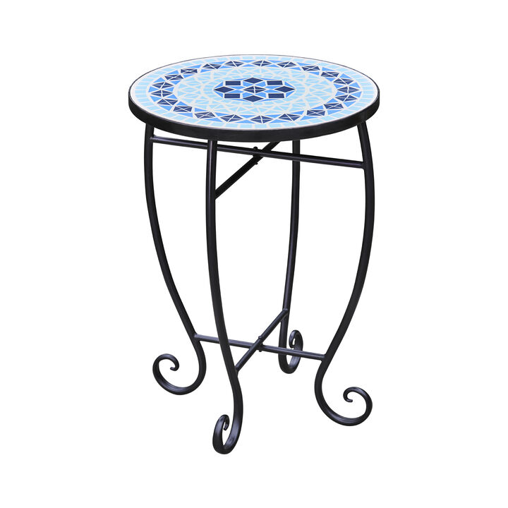 Teamson Home - Patio Mosaic Side Table with Iron Legs