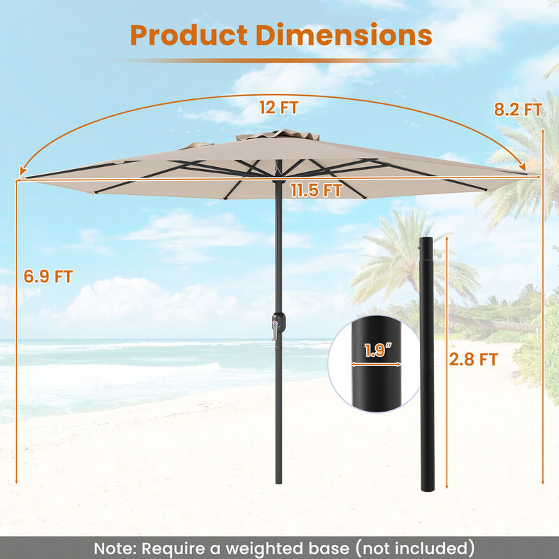 Patio Umbrella with Easy Crank Handle and 8 Sturdy Ribs for Durable Outdoor Shade