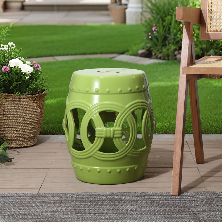 Lucky Coins Chinese Ceramic Drum Garden Stool