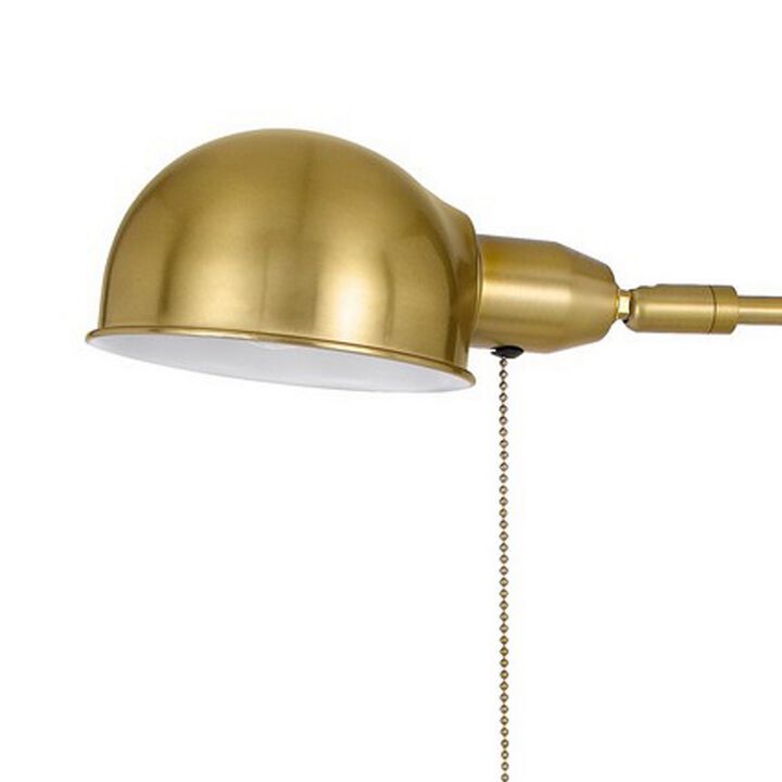 58 Inch Metal Floor Lamp, Adjustable Height, Chain Switch, Antique Brass-Benzara