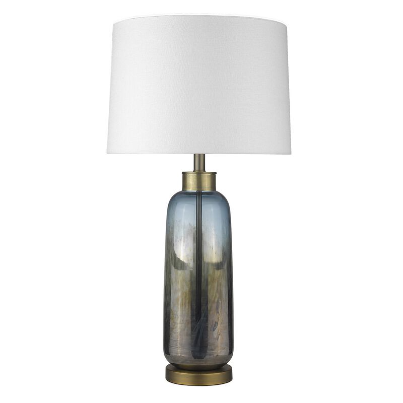 HomeRoots 31" Steel Blue Glass Table Lamp With White Empire Shade image number 0