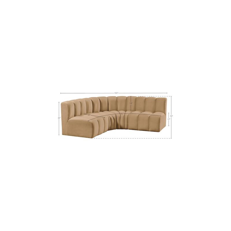 Meridian Furniture Arc Camel Velvet Modular Sofa