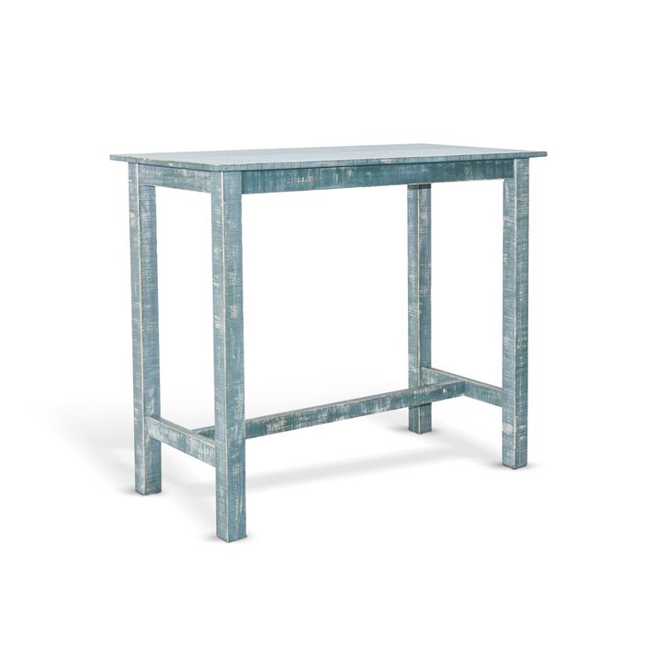 Rena Bar Height Table, 48 Inch Rectangular Seagrass Mahogany Wood