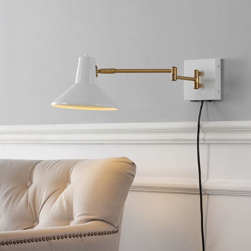 Hygge Swing Arm Modern Midcentury Iron USB Charging Port LED Sconce