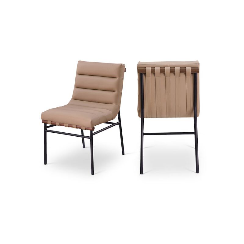 Meridian Furniture Burke Tan Vegan Leather Dining Chair, Set of 2