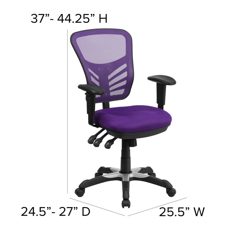 Nicholas Mid-Back Dark Gray Mesh Multifunction Executive Swivel Ergonomic Office Chair with Adjustable Arms image number 4