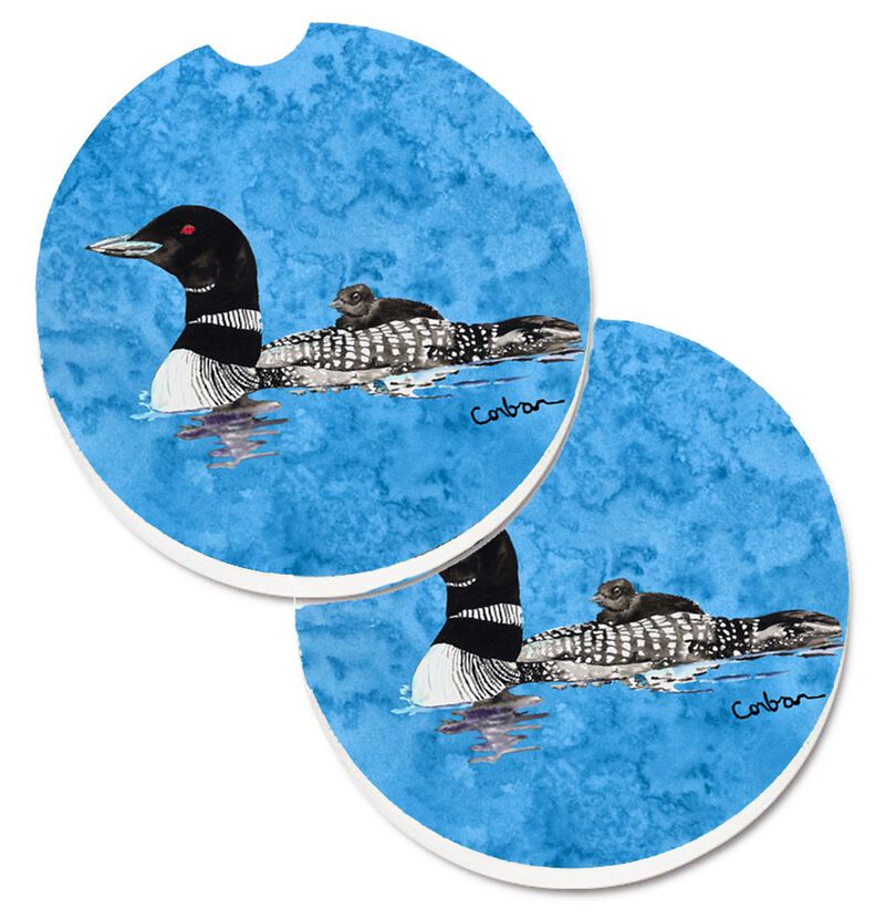 Caroline's Treasures Momma & Baby Loon Set of 2 Cup Holder Car Coasters 8718CARC, 2.56, Multicolor