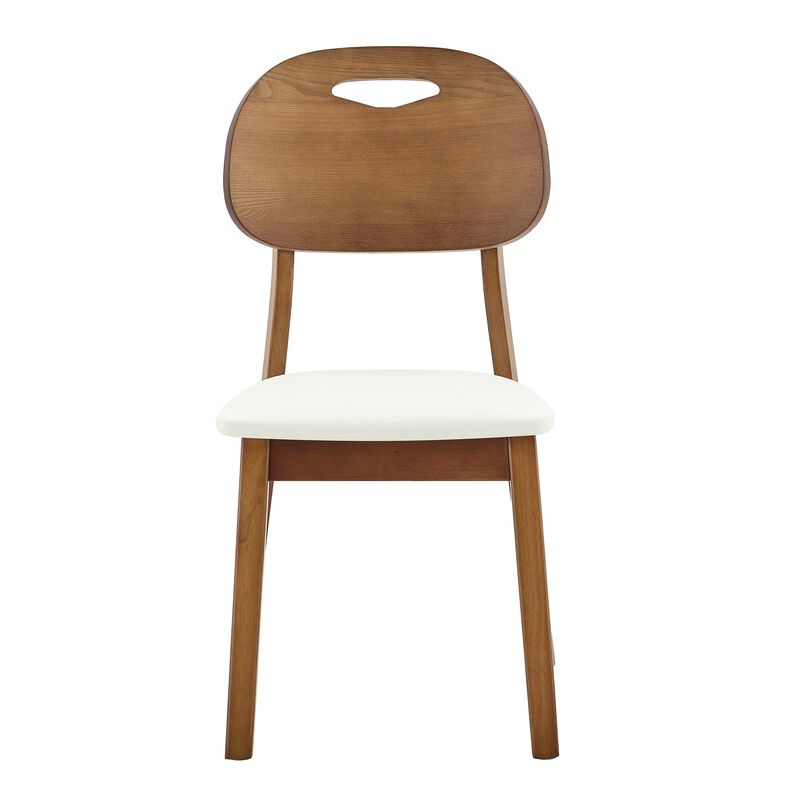 Whisen 2-Pack Solid Wood Dining Chairs with Hollow Out Backrest, PU Leather Upholstered Chairs for Dining Room, Kitchen, Living Room image number 7