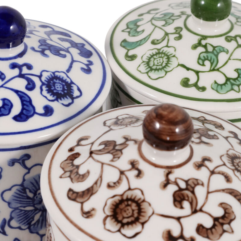 S/3 6" Chinoiserie Ceramic Jar image number 5