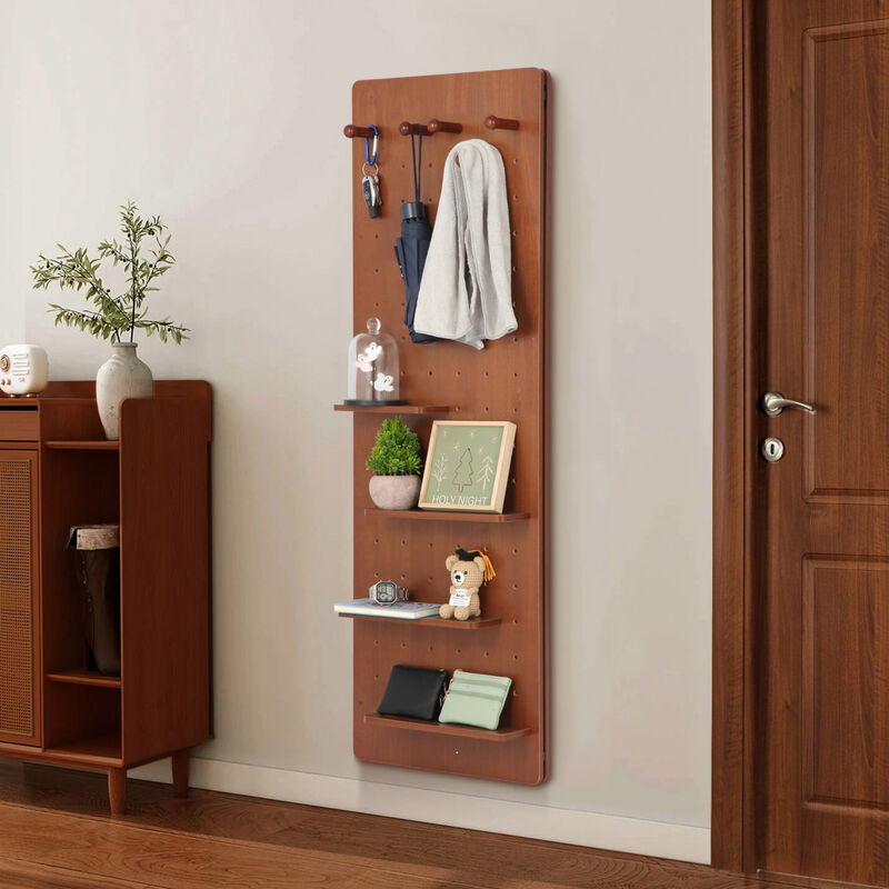 ELEMENT ACE Wall-Mounted Full Length Mirror with Sliding Panel, Multi-Functional Storage Shelves & Hooks, Space Saving for Bedroom, Living Room, Entryway image number 3