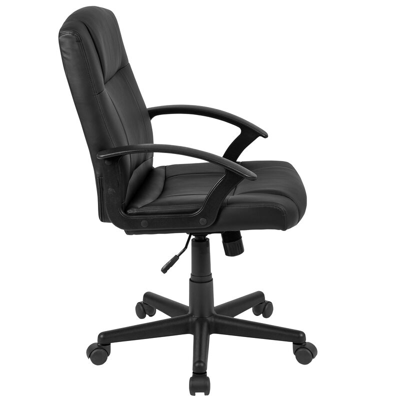 Coffman Flash Fundamentals Mid-Back Black LeatherSoft-Padded Task Office Chair with Arms image number 7