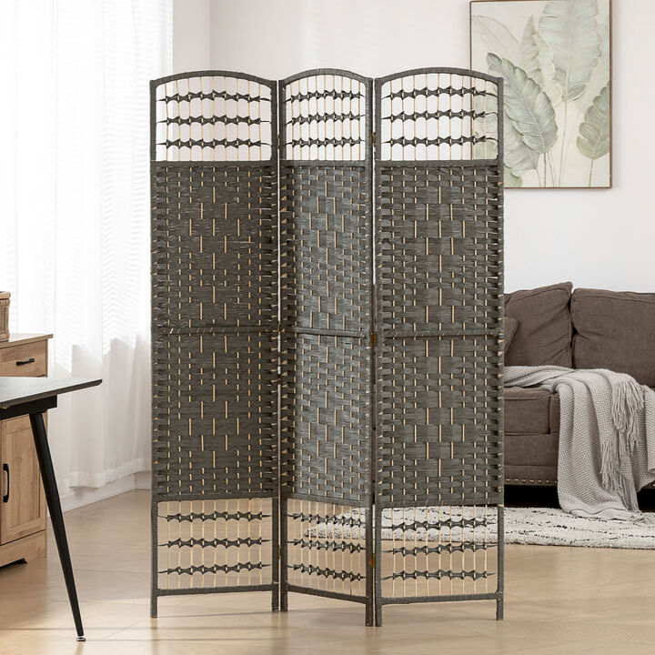 Hivvago 3-Panel Folding Room Divider with Wave Fiber Design