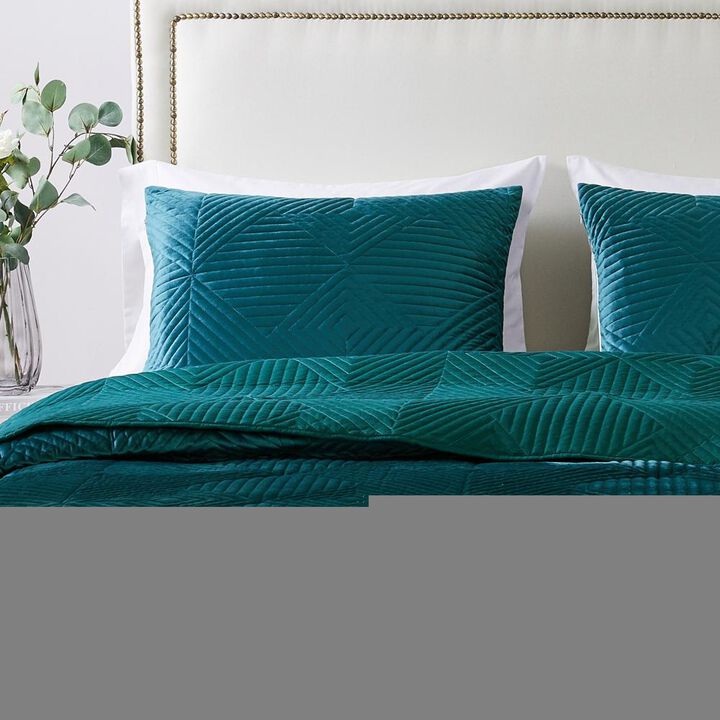 Greenland Home Fashions Barefoot Bungalow Riviera Velvet Pillow Sham - King 20x36", Teal