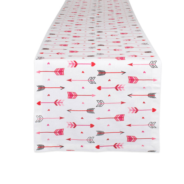 108" Red Hearts and Arrows Printed Rectangular Table Runner