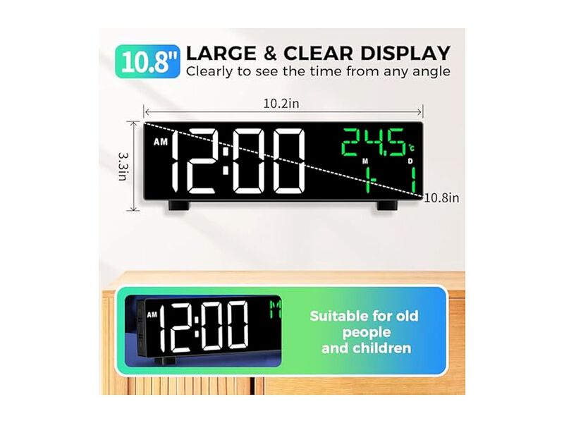 Digital Display Date Temperature Week Wall Clock Living Room Decor image number 1