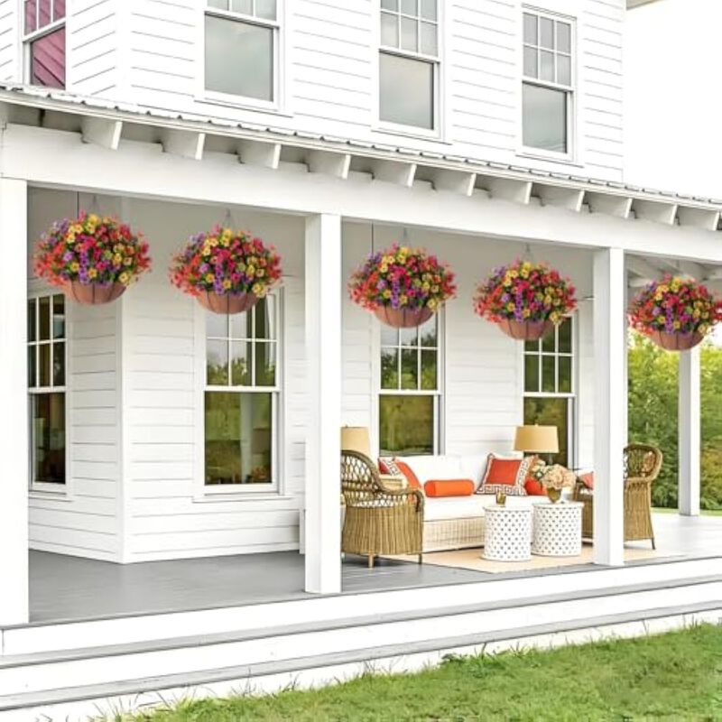 Green Artificial Hanging Eucalyptus Flowers UV Resistant Outdoor Garden Porch image number 3