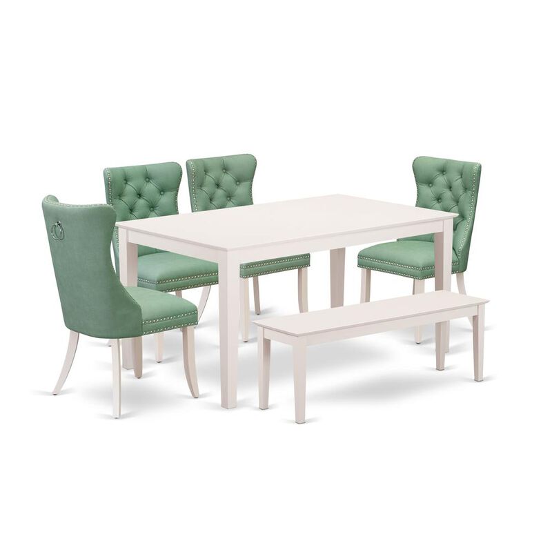 East West Furniture 6 Piece Dining Room Set Contains a Rectangle Dining Table