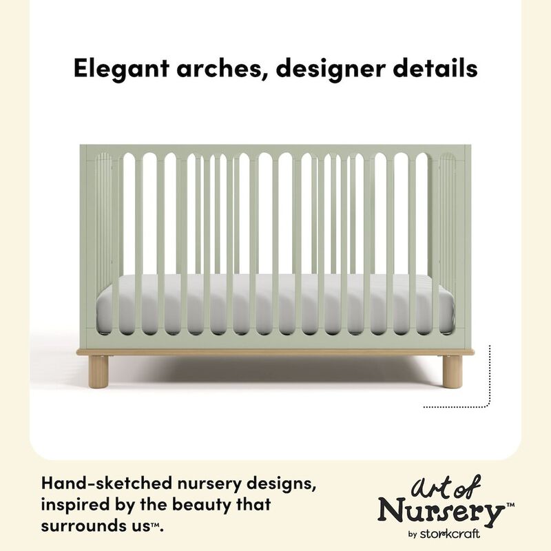 Deluxe 3-in-1 Convertible Crib with Bonus Toddler Guardrail, Sage with Driftwood image number 6