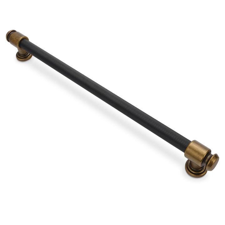 BUKOBYHE 10 Pack 12-3/5 Inch Black and Antique Brass Kitchen Cabinet Handles Knurled Cabinet Pulls Black Drawer Pulls Cabinet Ha