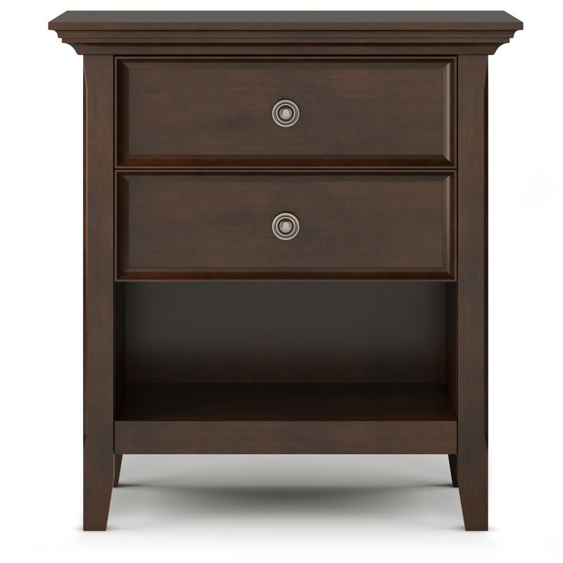 Amherst SOLID WOOD 24 inch Wide Traditional Bedside Nightstand Table in Russet Brown