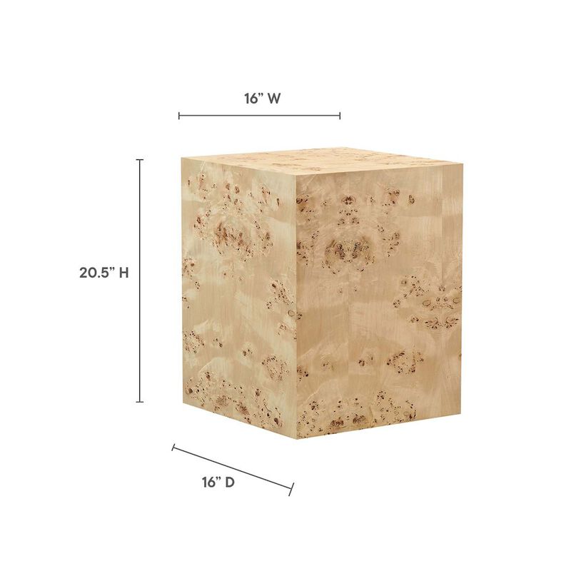 Cosmos 16" Square Burl Wood Side Table image number 2