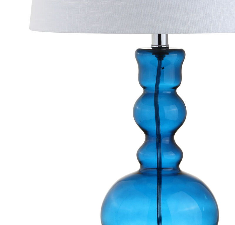 HomeRoots Set of Two 29" Blue Curved Body Glass Table Lamps With Drum Shades image number 3