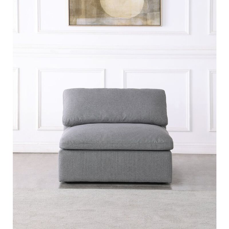 Meridian Furniture Serene Grey Linen Textured Fabric Deluxe Comfort Modular Armless Chair