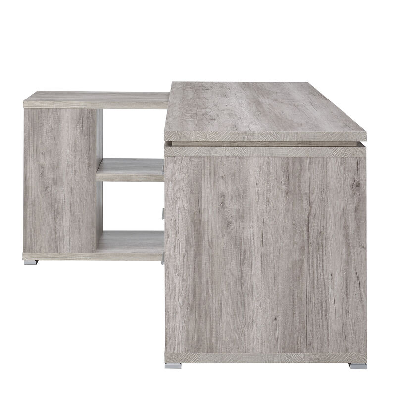 Contemporary Style L Shaped Office Desk, Gray-Benzara