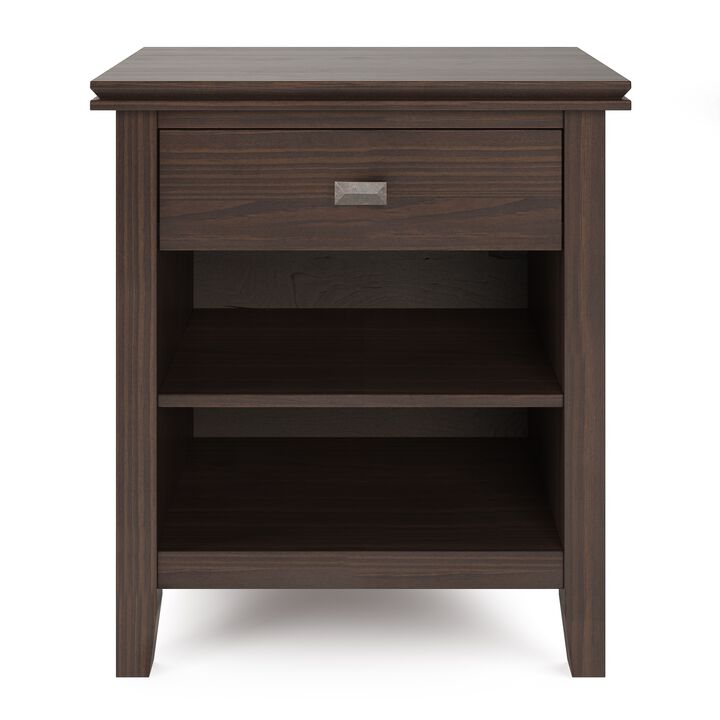 Artisan SOLID WOOD 24 inch Wide Transitional Bedside Nightstand Table in Warm Walnut Brown