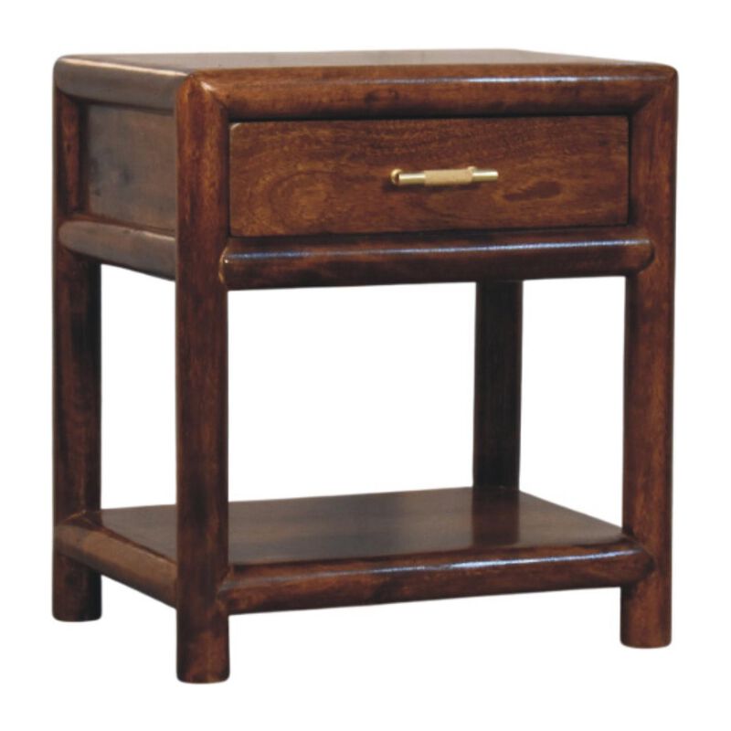 HomeRoots 20" Chestnut Solid Wood Square One Drawer Nightstand image number 2