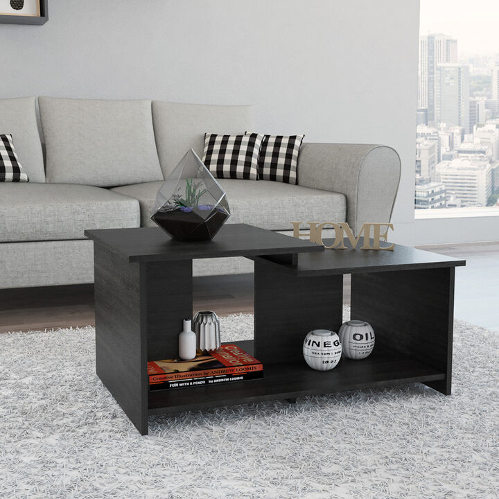 Homezia 35" Black Manufactured Wood Rectangular Coffee Table