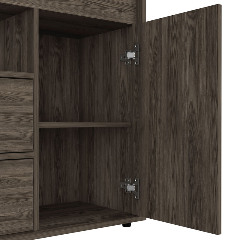 DEPOT E-SHOP Hart Sideboard Double Door Cabinet, One Open Shelf, Dark Walnut