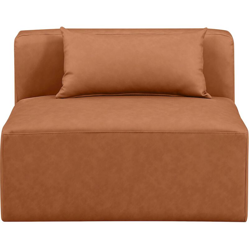 Meridian Furniture Cube Cognac Vegan Leather Armless Chair