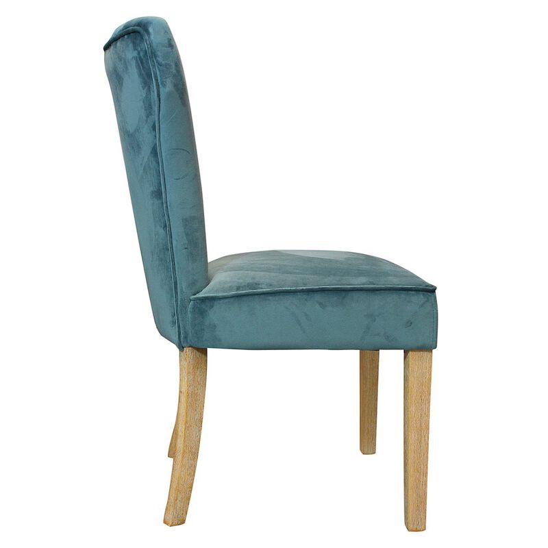 9-Piece Dining Set 8 Cleo Dining Chairs in Velvet Teal Fabric Natural Legs