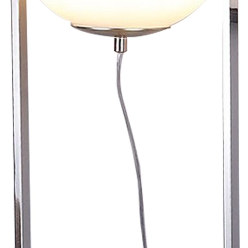 Jim 22 Inch Table Lamp, LED Light, Metal Body, Modern Globe Shade, Silver - Benzara