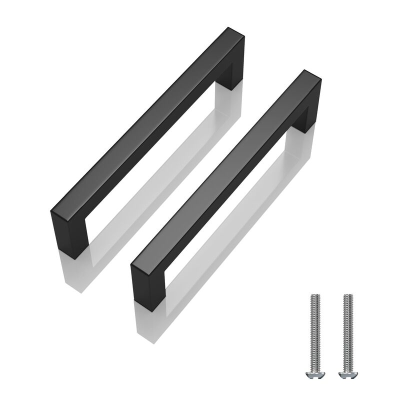 NISUOIEN 10 Pack 5 inch (128mm) Hole Center Matte Black Cabinet Pulls Stainless Steel Kitchen Cabinet Handles - Square Dresser H