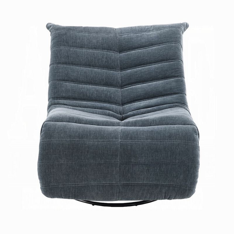 Taon Swivel Glider Manual Recliner Chair, Tufted Dark Gray Chenille - Benzara